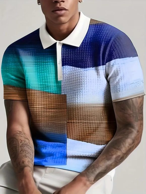 Men's Print Breathable Fashion Polo Shirt Top - Image 10