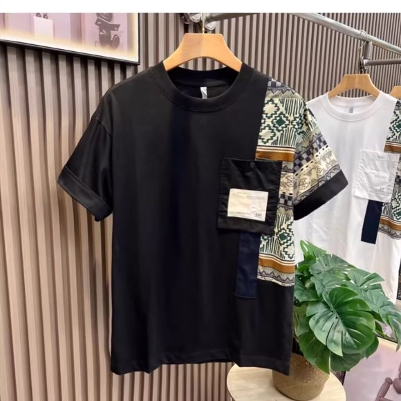 Men's T-shirt Summer New Work Clothes Style Color Matching Top - Image 7