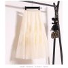 Embroidered Floral Lace Pleated A- Line Cake Dress Midi Skirt - Image 3
