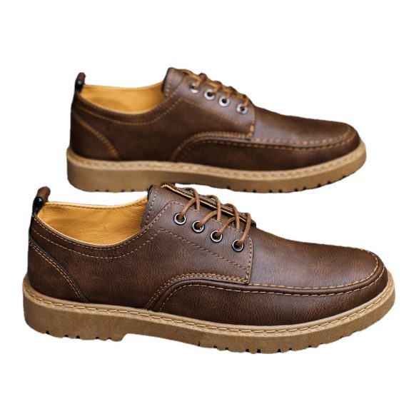 Plus Size Handsome Lace Up Casual Youth British Black Leather Shoes Men - Image 2