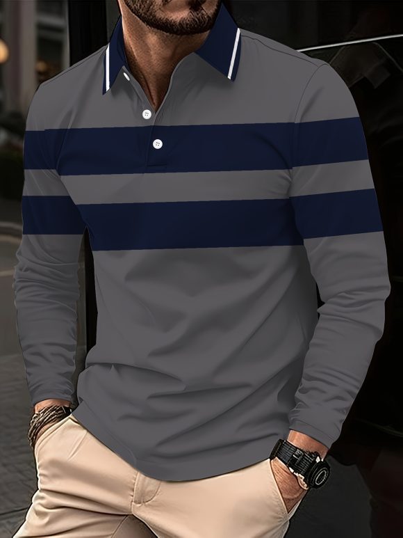 Men's Button Casual Slim Lapel 3D Printed Long Sleeve - Image 3