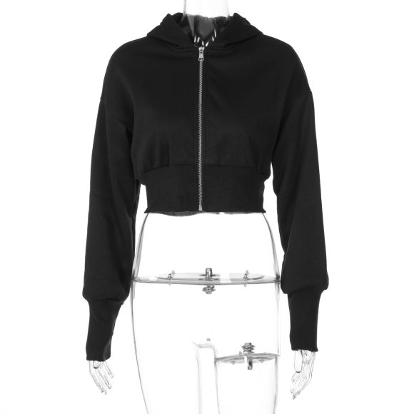 Women's Fashion Cardigan Zipper Hooded Long Sleeve - Image 5