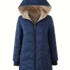 Geometric Wave Hooded Fleece-lined Warm-keeping Cotton Clothing - Image 2
