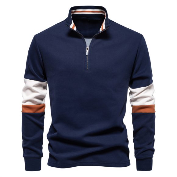 Polo Collar Contrast Color Casual All-matching Hoodie - Image 7