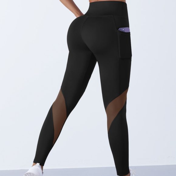 Mesh Stitching Yoga Cropped Sports Leggings - Image 6