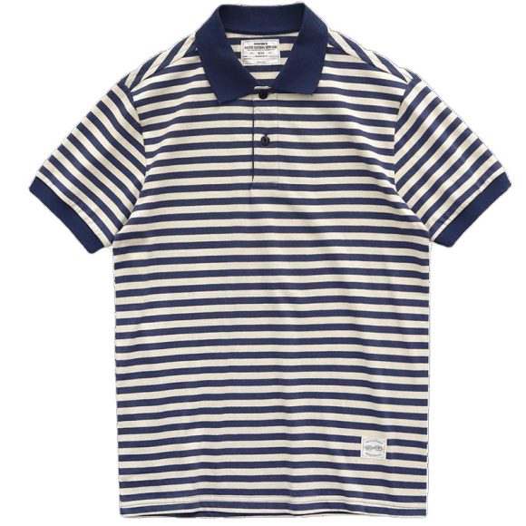 Summer Loose Lapels Men's Retro Casual Striped Short Sleeve - Image 3