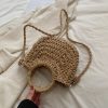 Straw Woven Bag Mori Style Sweet Flowers Hand-carrying Knitting - Image 4