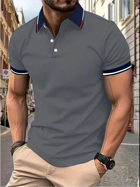 Plain Printing Series Men's Casual Short Sleeve - Image 3