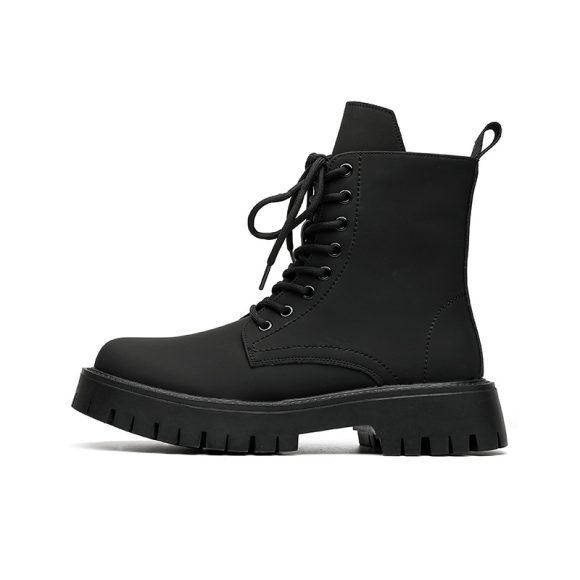 Black High-top Mid-calf Tooling Round Head Thick Bottom Martin Boots - Image 6