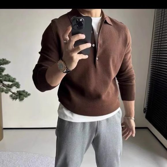 Knitted Long Sleeve Casual Bottoming Shirt - Image 4