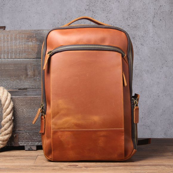 Men's Simplicity Vintage Casual Leather Backpack - Image 5