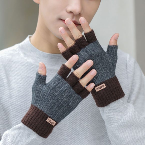 Men's Warm Thickened Knitting Half Finger Gloves - Image 4