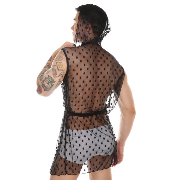 Men's Transparent Fashion Lace Mesh Bathrobe - Image 5