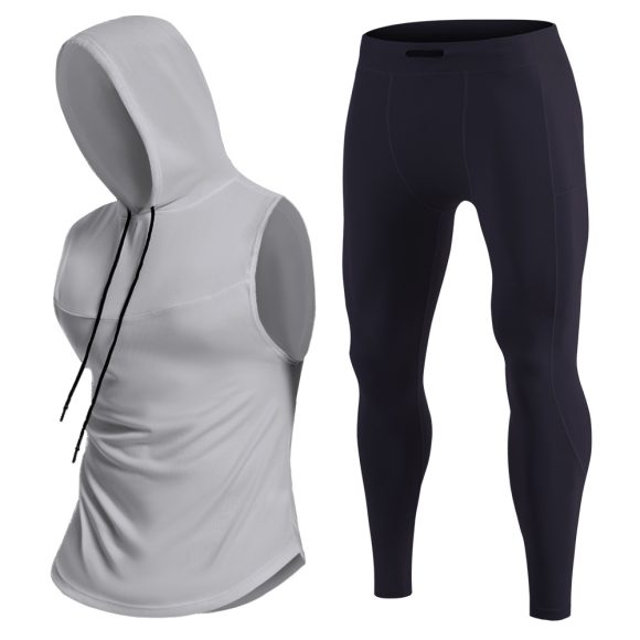 Men's Hooded Breathable Quick-dry Vest Trousers Suit - Image 4