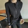 Cotton Henry Collar Embroidered Light Luxury Long-sleeved T-shirt Men And Women Same Style Top
