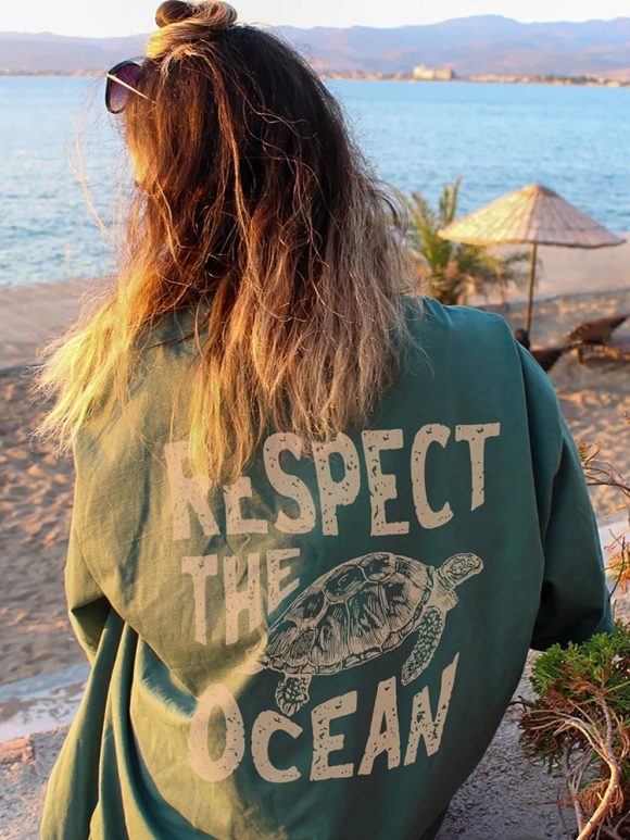 Women's Casual Fashionable Breathable Turtle Printed Short Sleeve - Image 2