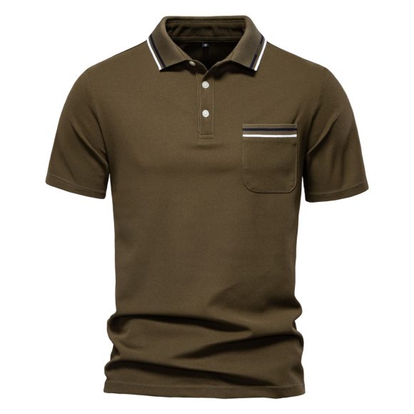 Short-sleeved Polo Shirt Striped Lapel Business Casual Top Men - Image 5
