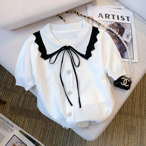 Women's Design Short Sleeve Bow T-shirt - Image 2