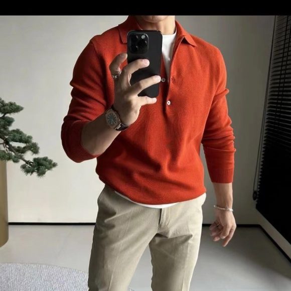Knitted Long Sleeve Casual Bottoming Shirt - Image 5