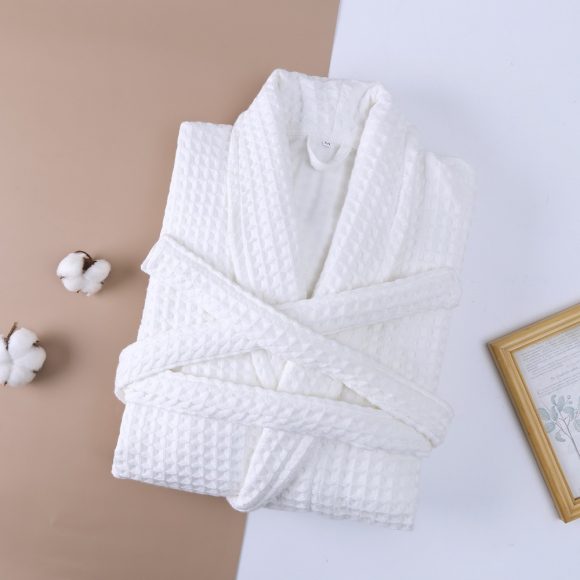 Cotton Double Waffle Unisex Thickened Long Robe - Image 4