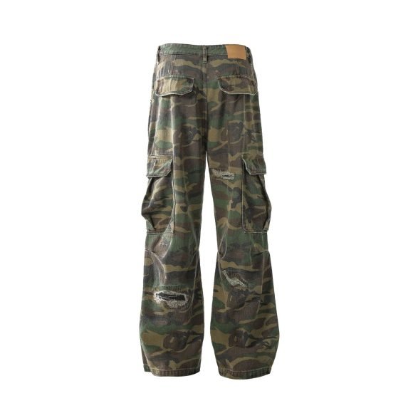 Retro Tattered Jeans Personalized Camouflage Workwear Casual Pants - Image 2