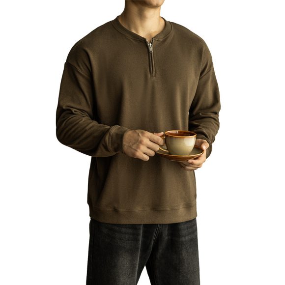 Half Long-sleeve Zipper T-shirt Men's Casual Bottoming Shirt - Image 5