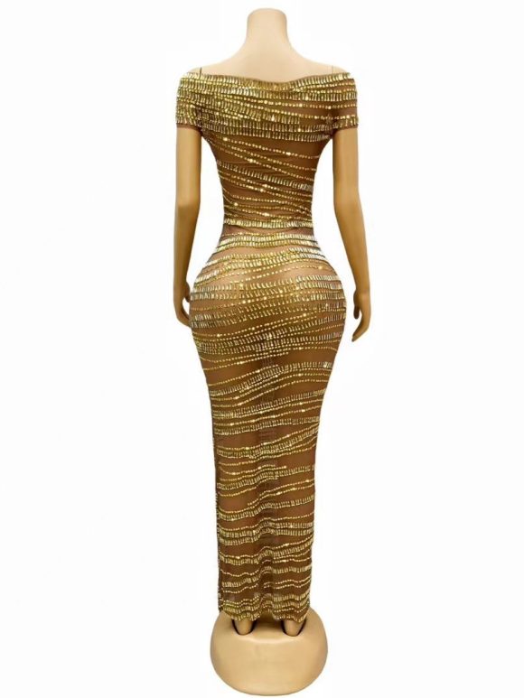 Sexy Luxury Shiny Rhinestone Dress Performance Costume Party Evening Dress - Image 6