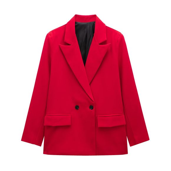 Women's Multi-color Commuter Loose Design Double-breasted Jacket - Image 7