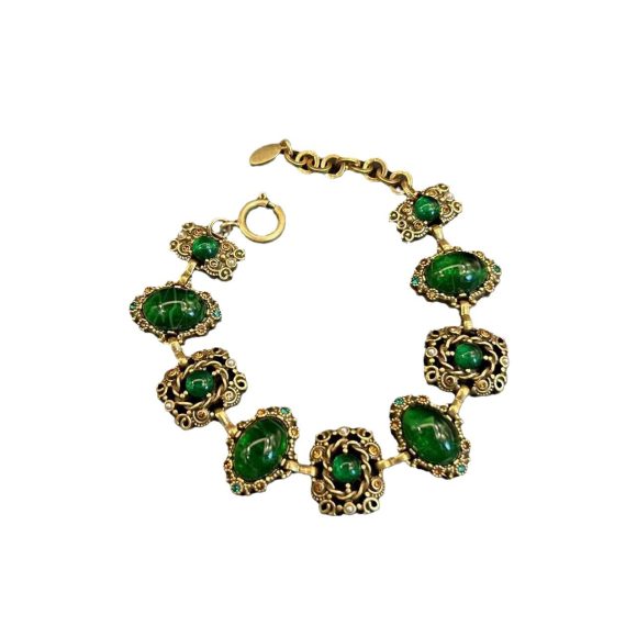 Glass Hollow Jeweled Necklace Bracelet Earring Set - Image 7