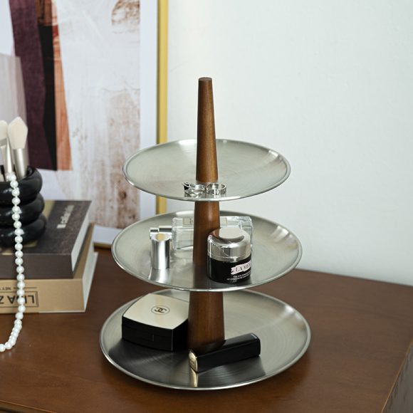 Matte Stainless Steel Storage Rack Mid-ancient Entrance Decoration