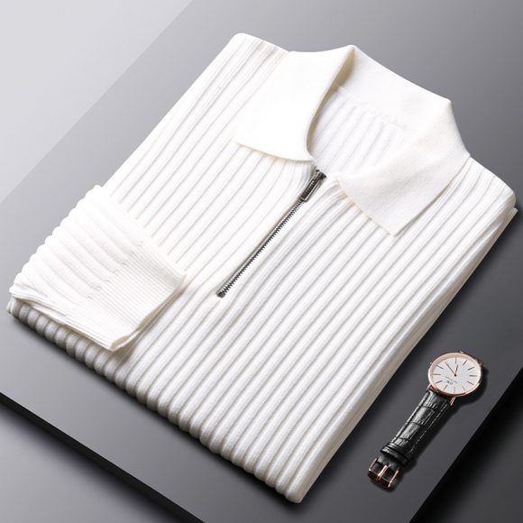 Autumn And Winter Leisure Slim-fit Handsome Sweater Half Zipper Top - Image 2