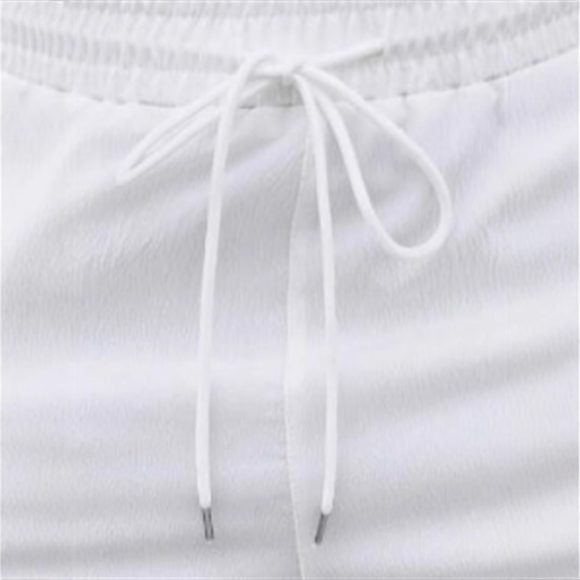 Drawstring Elastic Waist Breathable Solid Color Beach Shorts - Image 4