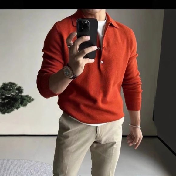 Knitted Long Sleeve Casual Bottoming Shirt - Image 8