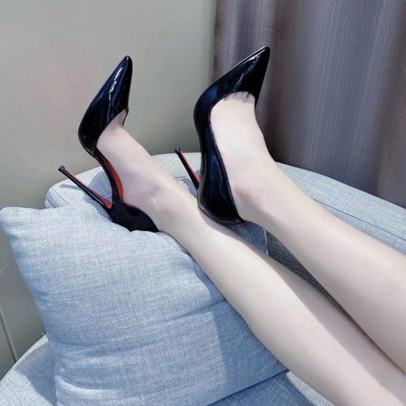 Beautiful Side Empty Red Background Nude High Heels - Image 6