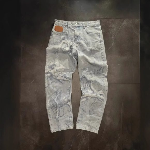 Casual All-match Graffiti Washed Worn Jeans - Image 6