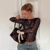 New Sexy Style Lace Short Top For Long-sleeve T-shirt Women