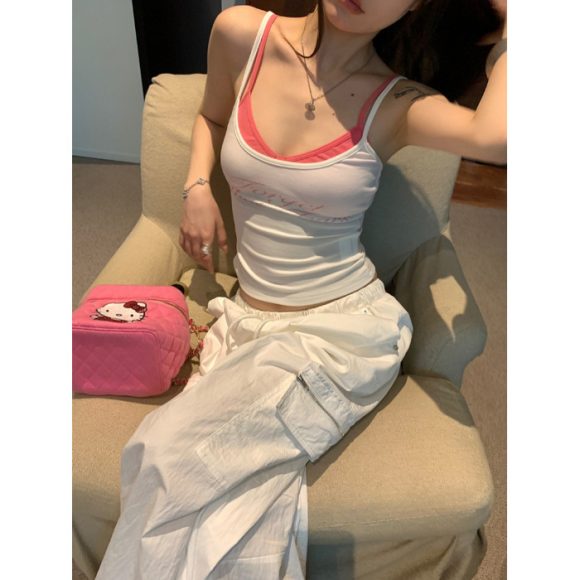 Retro Hot Girl Padded Strap Vest Women's Summer Top - Image 5