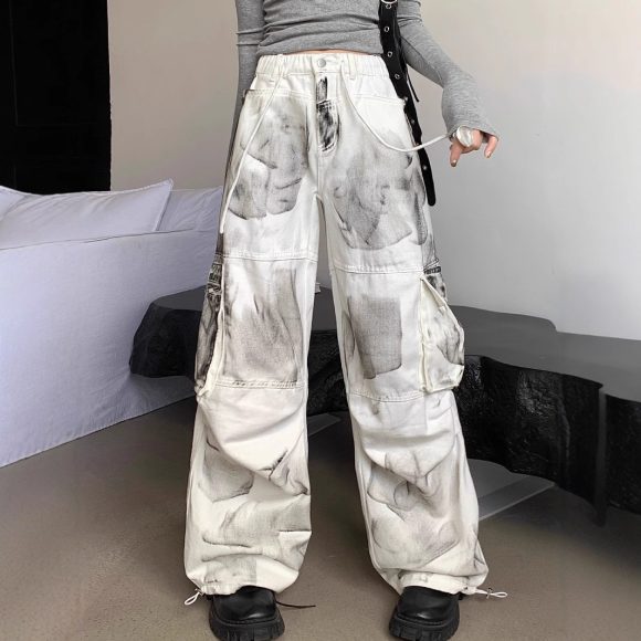 American High Street Distressed Color Cargo Jeans - Image 6
