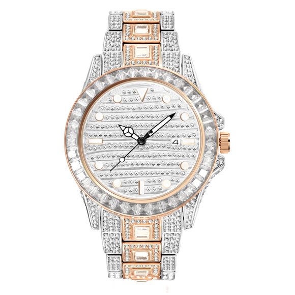 Fashion High-end Gradient Rainbow Diamond Waterproof Men's Quartz Watch - Image 7