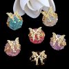 3d Butterfly Color Granulated Sugar Round Beads Diamond Pendant