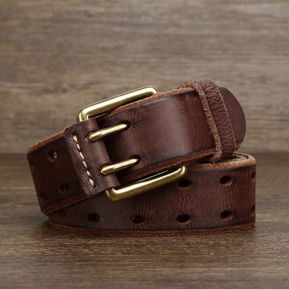 Men's Casual Retro Free Pin Punch First Layer Cowhide Lazy Belt - Image 6