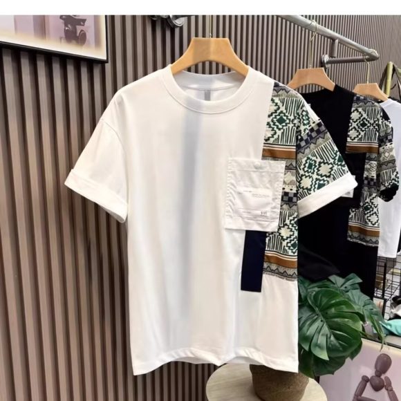 Men's T-shirt Summer New Work Clothes Style Color Matching Top - Image 4