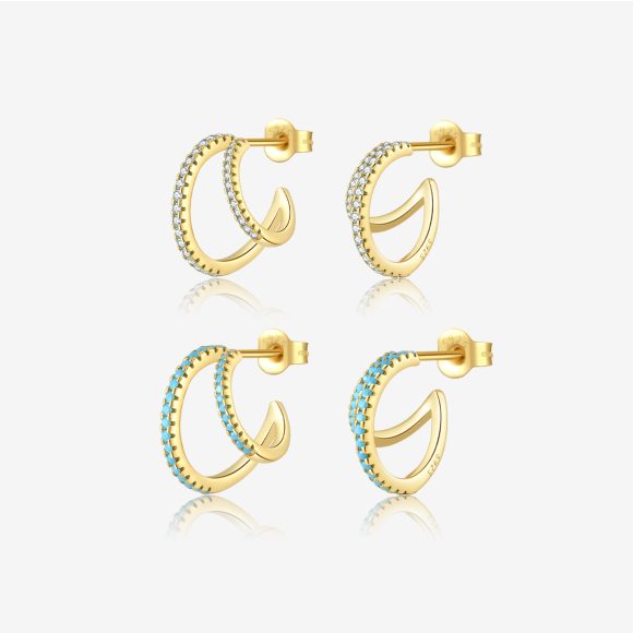 Double C Full Rhinestone Zircon Geometric Ins Temperament Entry Lux Personalized Earrings - Image 7