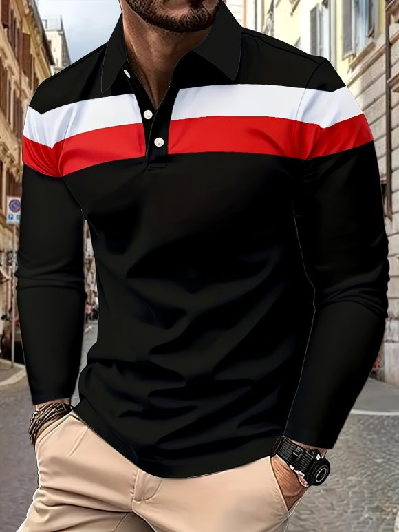 Men's Button Casual Slim Lapel 3D Printed Long Sleeve - Image 7