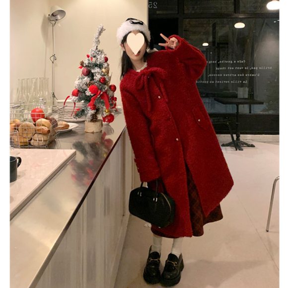 Korean Style Woolen Overknee Long Coat - Image 4