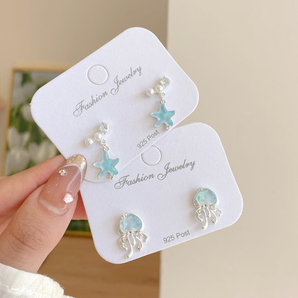 Clear Ocean Jellyfish Earrings Female Silver Needle - Image 2