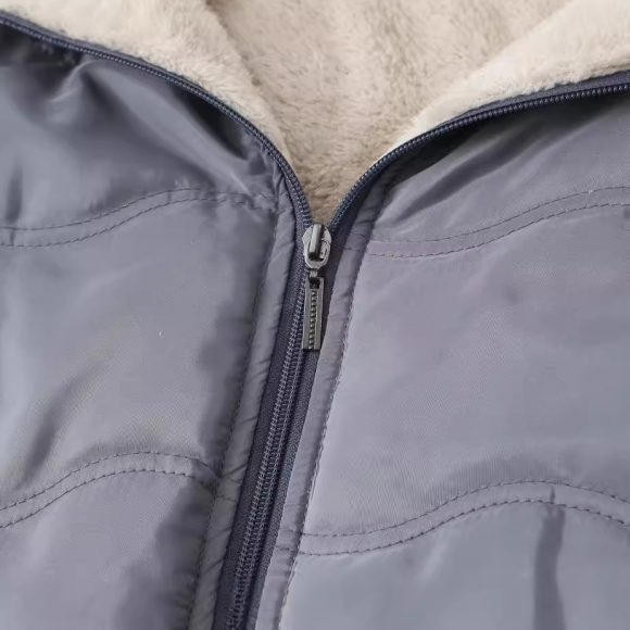 Geometric Wave Hooded Fleece-lined Warm-keeping Cotton Clothing - Image 3