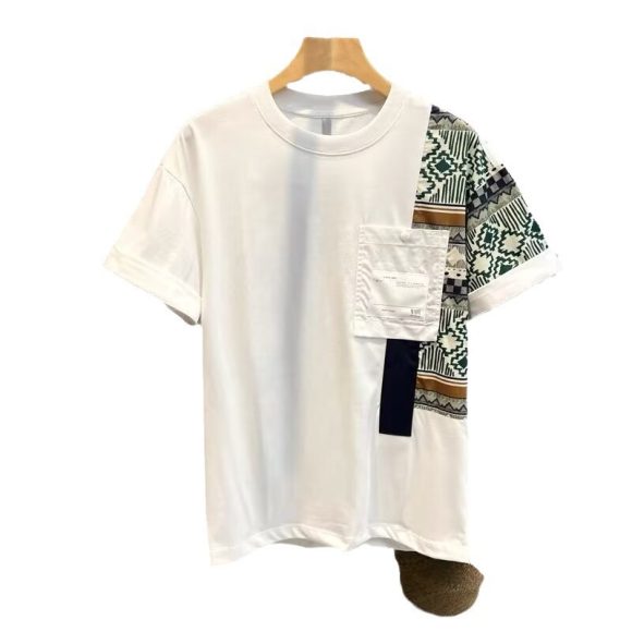 Men's T-shirt Summer New Work Clothes Style Color Matching Top - Image 3