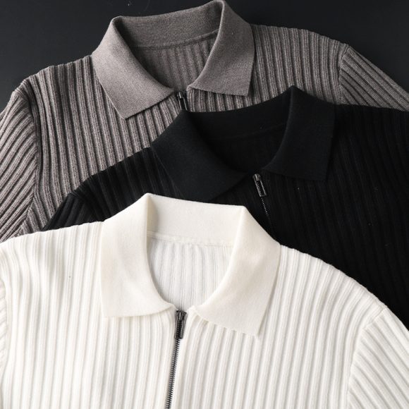 Autumn And Winter Leisure Slim-fit Handsome Sweater Half Zipper Top - Image 3