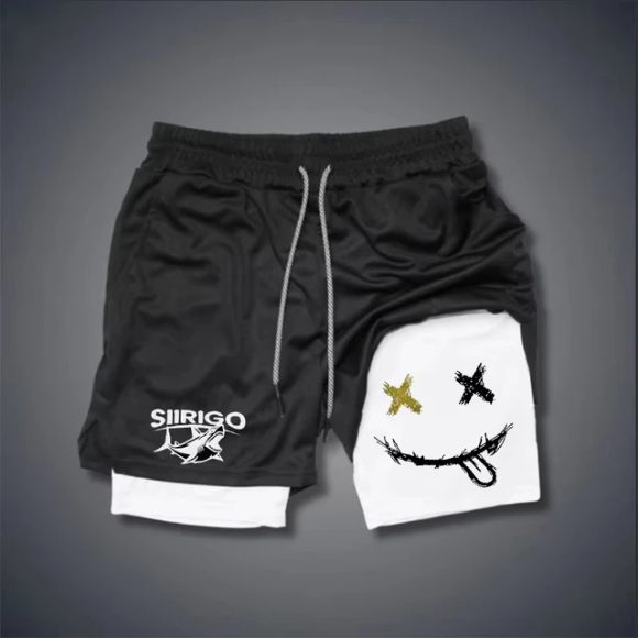 Funny Face Printed Sports Shorts - Image 2
